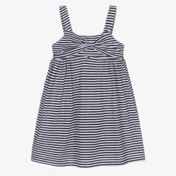 Mayoral-Синее хлопковое платье в полоску | Childrensalon Outlet