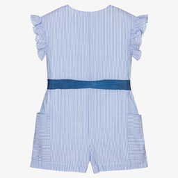Mayoral-Blue Striped Cotton Playsuit | Childrensalon Outlet