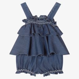 Mayoral Для новорожденных-Синий песочник из вискозы с рюшами | Childrensalon Outlet