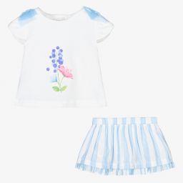 Mayoral Newborn-Blue & White Baby Skirt Set | Childrensalon Outlet