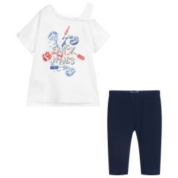 Mayoral-Белый топ и синие легинсы | Childrensalon Outlet