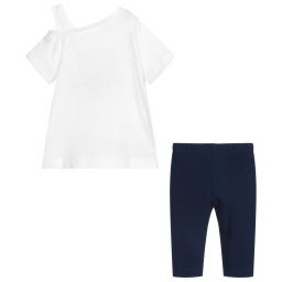 Mayoral-Белый топ и синие легинсы | Childrensalon Outlet