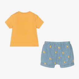 مايورال Newborn-طقم شورت قطن لون أصفر وأزرق للأطفال | Childrensalon Outlet