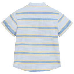 مايورال-قميص أطفال ولادي قطن مقلم لون أزرق وأصفر | Childrensalon Outlet
