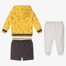 مايورال-تراكسوت أطفال ولادي قطن جيرسي لون أبيض ورمادي - 3 قطع | Childrensalon Outlet