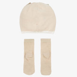 Mayoral Newborn-Boys Beige Bear Hat & Sock Set | Childrensalon Outlet