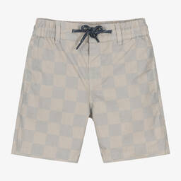 Mayoral-Boys Beige Checkerboard Cotton Shorts | Childrensalon Outlet