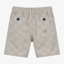 Mayoral-Boys Beige Checkerboard Cotton Shorts | Childrensalon Outlet