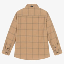 Mayoral-Boys Beige Cotton Check Shirt | Childrensalon Outlet