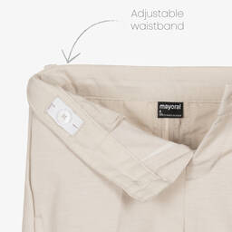 Mayoral-Boys Beige Cotton & Linen Shorts | Childrensalon Outlet