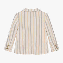 Mayoral-Boys Beige Cotton & Linen Stripe Blazer | Childrensalon Outlet