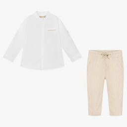 Mayoral-Рубашка и бежевые брюки из хлопка и льна | Childrensalon Outlet