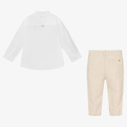 Mayoral-Рубашка и бежевые брюки из хлопка и льна | Childrensalon Outlet