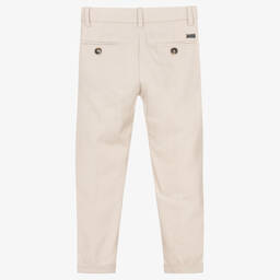 Mayoral-Boys Beige Cotton & Linen Trousers | Childrensalon Outlet