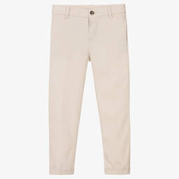 Mayoral-Boys Beige Cotton & Linen Trousers | Childrensalon Outlet