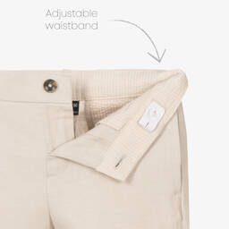Mayoral-Boys Beige Cotton & Linen Trousers | Childrensalon Outlet