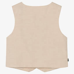 Mayoral-Boys Beige Cotton & Linen Waistcoat | Childrensalon Outlet