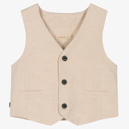 Mayoral-Boys Beige Cotton & Linen Waistcoat | Childrensalon Outlet