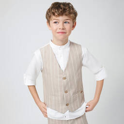 مايورال Nukutavake-جيليه بدلة قطن وكتان لون بيج للأولاد | Childrensalon Outlet