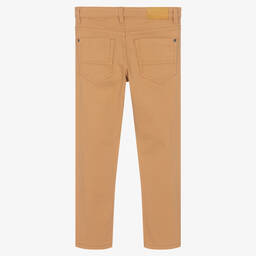 Mayoral-Boys Beige Cotton Slim Fit Trousers | Childrensalon Outlet