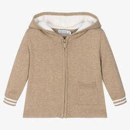 Mayoral-Boys Beige Cotton Teddy Bear Zip-Up Top | Childrensalon Outlet