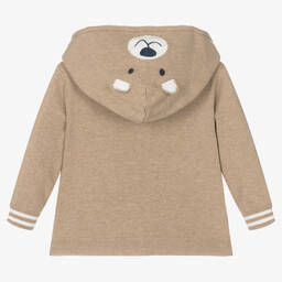 Mayoral-Boys Beige Cotton Teddy Bear Zip-Up Top | Childrensalon Outlet
