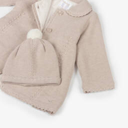 Mayoral Newborn-Boys Beige Knit Coat and Hat Set | Childrensalon Outlet