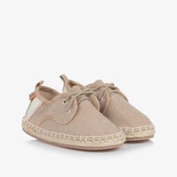 Mayoral-Boys Beige Linen-Cotton Lace Espadrilles | Childrensalon Outlet
