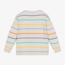 Mayoral-Boys Beige Multi Striped Cotton Sweater | Childrensalon Outlet
