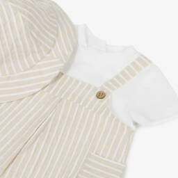 Mayoral Newborn-طقم قطني مخطط باللون البيج للأولاد | Childrensalon Outlet