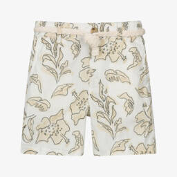 Mayoral-Boys Beige Tropical Cotton Shorts | Childrensalon Outlet
