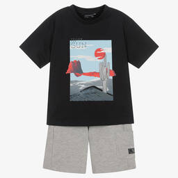 Mayoral-Boys Black & Grey Cotton Shorts Set | Childrensalon Outlet
