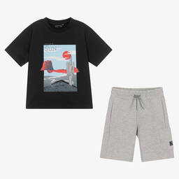 Mayoral-Boys Black & Grey Cotton Shorts Set | Childrensalon Outlet