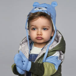 Mayoral-Boys Blue Bear Hat and Mittens | Childrensalon Outlet