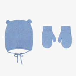 Mayoral-Boys Blue Bear Hat and Mittens | Childrensalon Outlet