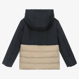 Mayoral Nukutavake-Boys Blue & Beige Padded Hooded Jacket | Childrensalon Outlet