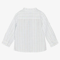Mayoral-Рубашка из хлопка и льна в голубую клетку | Childrensalon Outlet