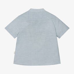 Mayoral-قميص قطن وكتان كاروهات لون أزرق وأبيض للأولاد | Childrensalon Outlet