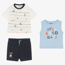 Mayoral-Сине-голубой комплект с шортами из хлопка | Childrensalon Outlet