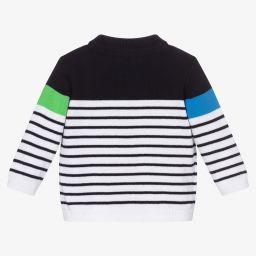 مايورال-كارديغان أطفال ولادي قطن عضوي محبوك لون أزرق وأبيض وأخضر | Childrensalon Outlet