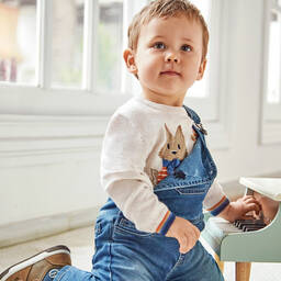 Mayoral-Голубой джинсовый полукомбинезон | Childrensalon Outlet