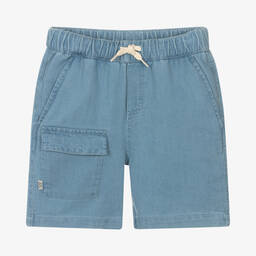 Mayoral-Boys Blue Cotton Jersey Shorts | Childrensalon Outlet