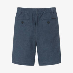 Mayoral Nukutavake-Boys Blue Cotton & Linen Dotted Shorts | Childrensalon Outlet