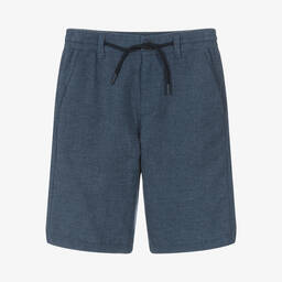 Mayoral Nukutavake-Boys Blue Cotton & Linen Dotted Shorts | Childrensalon Outlet