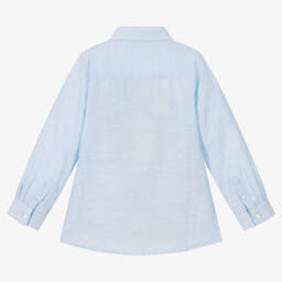 مايورال-قميص قطن وكتان لون أزرق للأولاد | Childrensalon Outlet