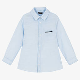 مايورال-قميص قطن وكتان لون أزرق للأولاد | Childrensalon Outlet
