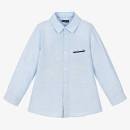 مايورال-قميص قطن وكتان لون أزرق للأولاد | Childrensalon Outlet
