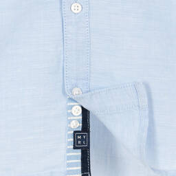 مايورال-قميص قطن وكتان لون أزرق للأولاد | Childrensalon Outlet