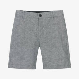 Mayoral-Boys Blue Cotton & Linen Shorts | Childrensalon Outlet