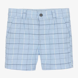 Mayoral-Boys Blue Cotton & Linen Shorts | Childrensalon Outlet